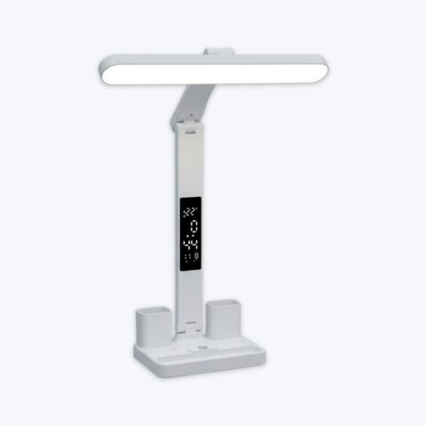 LED Desk Lamp USB Dimmable Touch with Calendar Temperature Clock Night Light Foldable Table Lamp for Study Reading Lamp image