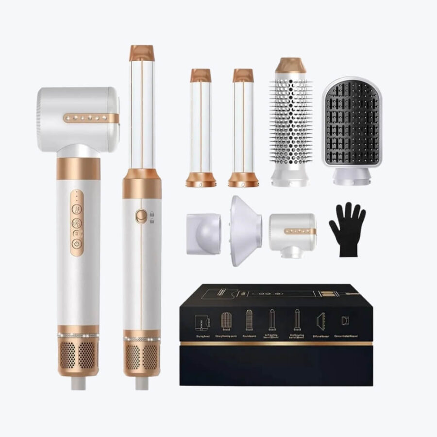 7 in 1 Multi-Function Hair Dryer Brush, Brushless High-Speed Dryer, Ionic Hot Air Styling Comb, Curling Iron - Laichy Hair Straightener L-2578