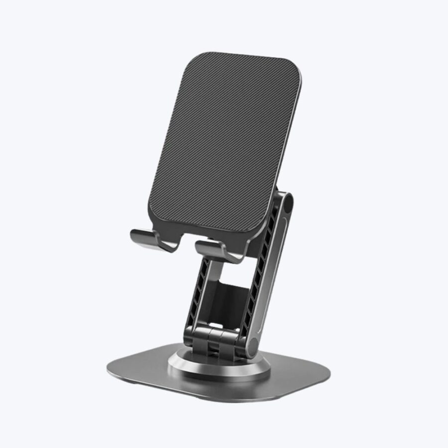 Cell Phone Stand Black , Adjustable Angle Height and 360 °Rotation Phone Stand for Desk