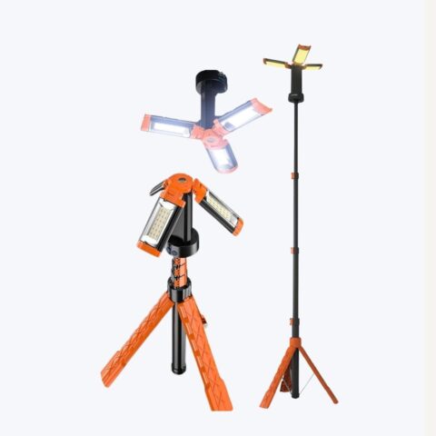 Camping Light Rechargeable 9000mAh, Telescopic Camping Lights Outdoor with Hooks, LED Cordless Camp Lamp on Stand with Tripod, 19H Working Time, Water Resistant Outdoor Lamp, 3×Lighting Modes image
