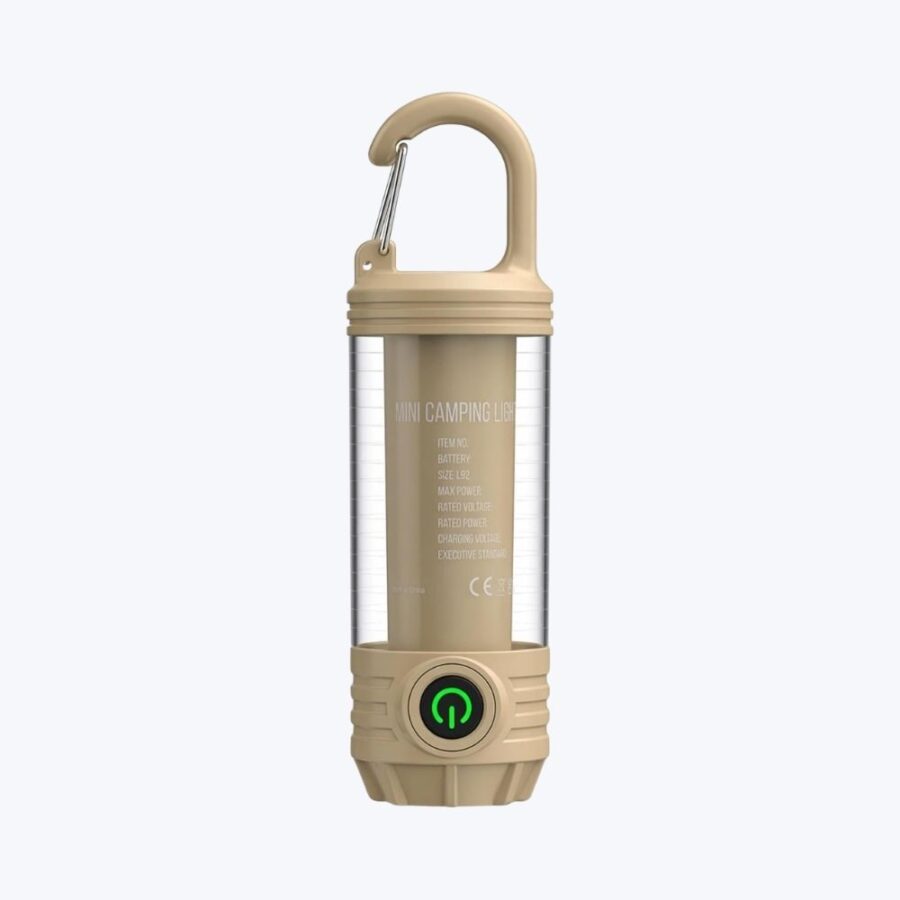 Camping Light LED Camping Lantern Camping Lamp with USB Rechargeable Portable Emergency Light Camping, Hook Function, 300 Lumens, IPX4 for Camping Hiking Emergencies (Khaki)