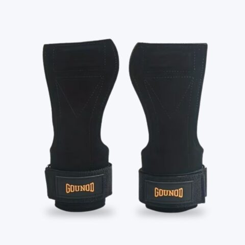 1 Pair Black Weight Lifting Hooks Gym Gloves Wrist Support Pad Wraps Straps Grip Pads image