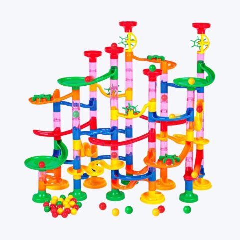 LovesTown Marble Run, 133 PCS Marble Maze Game, Construction building blocks toys image