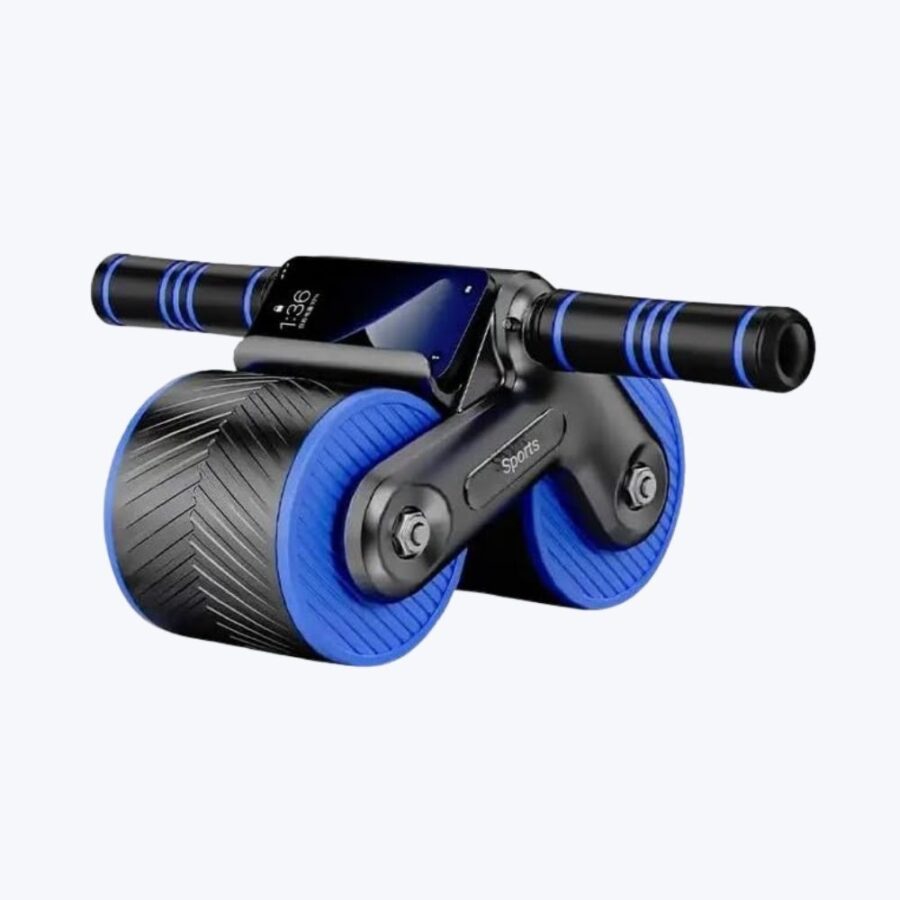 Abs Roller Wheels Automatic Rebound Kit Blue, Home Gym Workout Equipment with Knee Pad, Push up Bars, Elastic Bands, Jump Rope and Hand Grip, Abs Roller User Manual- Accessories for Men and Women