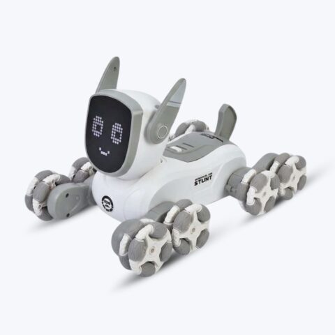 AI Intelligent Mechanical Radio-controlled robot dog, music, sound, light, rides, dances, - White image