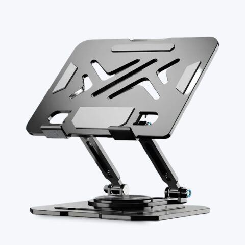 Aluminum Desktop Tablet Black Stand, Rotating Folding Desktop Live Streaming Stand, Slouchy Learning And Watching Movies Heat Dissipation Tablet Stand, Suitable For Phone And Tablet Support Function, Thickened Base Ensures Stability And No Wobbling. image