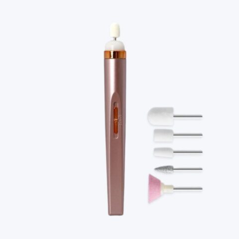 Manicure Pink Nail Machine Set Nail Drill 5 In1 Plastic Material Low Vibration High Speed Ergonomic Portable for Smoothing Cuticles Dead Skin Salon Home Use image