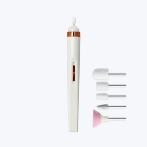 Manicure white Nail Machine Set Nail Drill 5 In1 Plastic Material Low Vibration High Speed Ergonomic Portable for Smoothing Cuticles Dead Skin Salon Home Use image