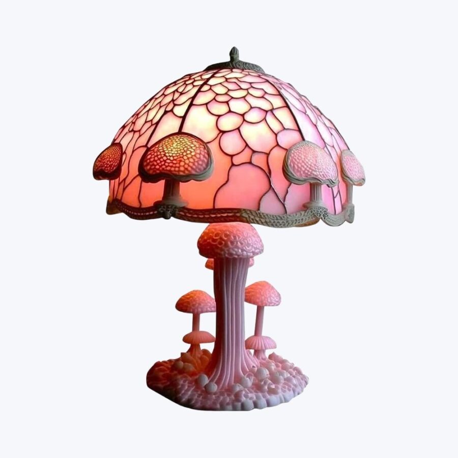 Creative Glass Resin Mushroom Table Lamp, 5.9 Inch Hight Stained Glass Plant Series Night Light, Bohemian Resin Mushroom Decorative Bedside Lamp Gift for Decor Many Places (H)