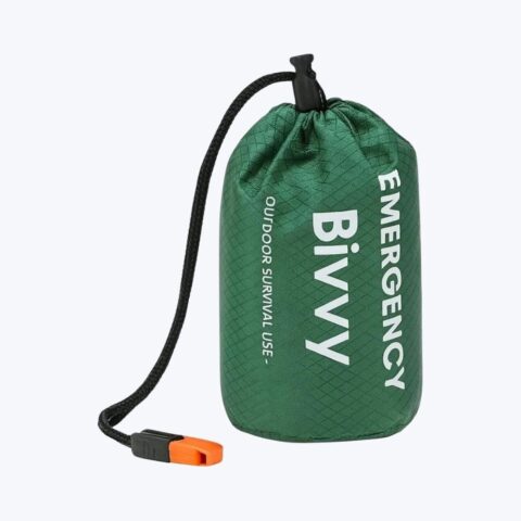 Ultra-Light Waterproof Emergency Bivy Sack – Thermal Sleeping Bag & Survival Blanket for Outdoor Camping, Hiking, and Emergency Preparedness, Green and Orange image