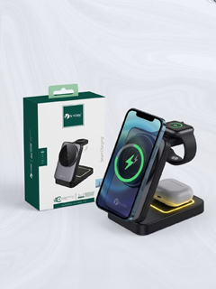 3-in-1 Multi-Device Charging | 15 Watt Wireless Charger For Mobile Phones, Smartwatches, And Earbuds.