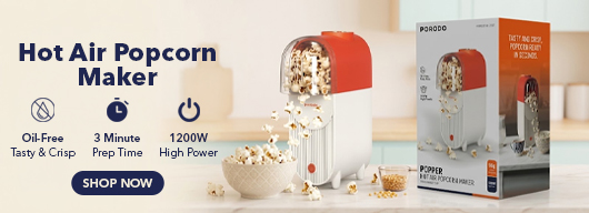 3-Minutes Hot Air Popcorn Maker with Measuring Cup, Oil-Free Poping