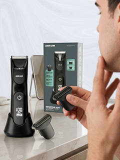 Sensitive Duo Trimmr, Up to 90 Minutes Of Runtime, IPX7 water resistance, Digital Display - Green lion