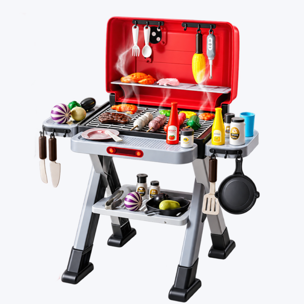 Kids Play Kitchen Toys for Kids, Outdoor BBQ Grill Playset with Smoke Sound & Light, Play Toy Grill Set for Toddlers Boys & Girls image