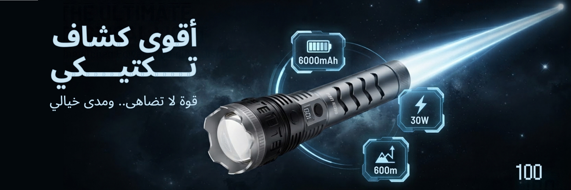 LED Flashlight, Camping & Emergency LED Torch Light, 5 Modes, 600M Range, 6000mAh Rechargeable Torch, Adjustable Focus