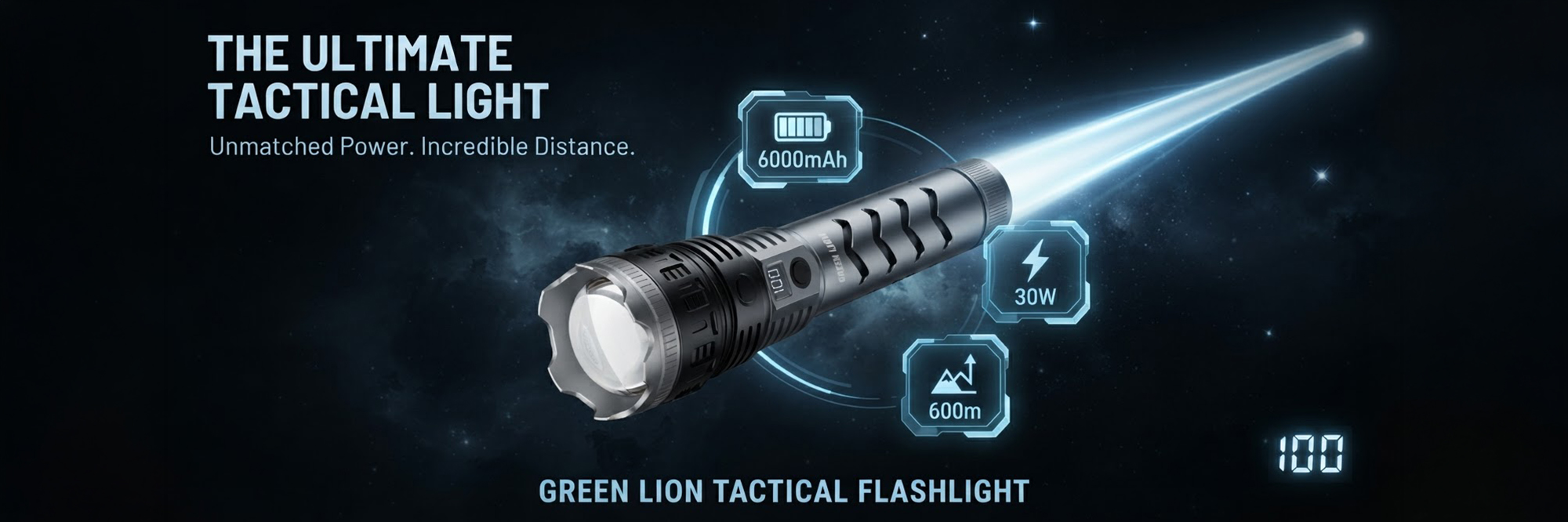 LED Flashlight, Camping & Emergency LED Torch Light, 5 Modes, 600M Range, 6000mAh Rechargeable Torch, Adjustable Focus